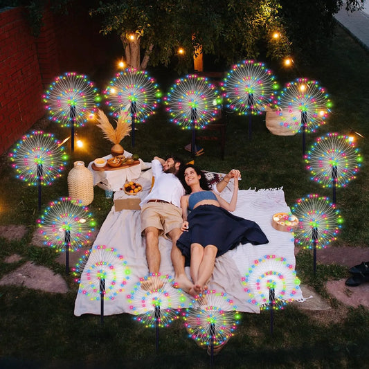 Садовые светильники "Салют" на солнечной батарее / уличный декор (SFK-41) для сада и двора, 2 шт