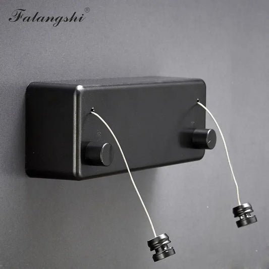 Веревка бельевая, складная настенная сушилка для белья (черная)