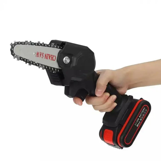 Аккумуляторная цепная мини-пила сучкорез для обрезки деревьев Mini Electric Chainsaw Black 1 АКБ