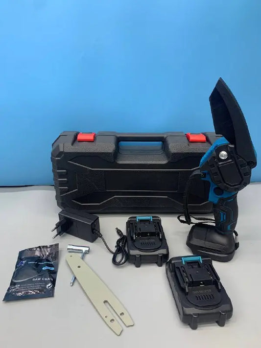 Аккумуляторная цепная мини-пила6 inch Electric SAW BLUE кейсом / 2 аккумулятора 4А/ч 8644