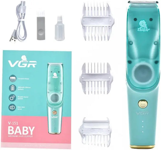 Бесшумная машинка для стрижки детей и младенцев VGR Baby V-151, Беспроводной триммер 3 насадки с вытяжкой