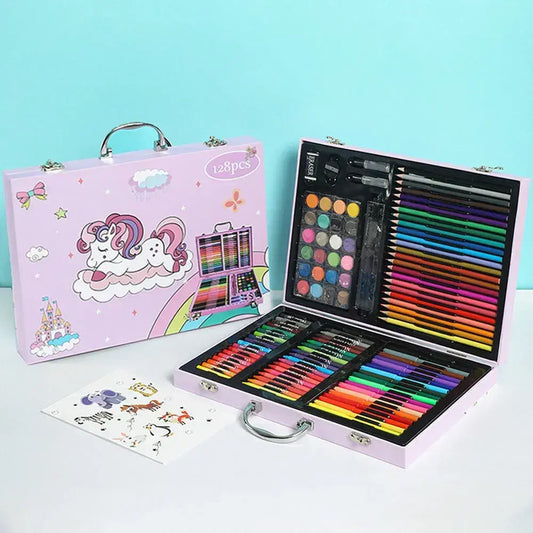 Набор для рисования в кейсе 128 предметов Розовый
