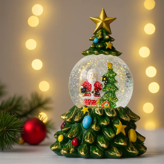Музыкальный снежный шар-ночник "Елка" 15*15*23см LED, 5 Мелодий (XHF-8001)