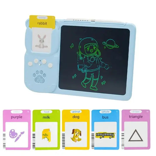 Говорящие обучающие карточки Монтессори для изучения английского языка 2в1 интерактивный планшет и цветная LCD доска для рисования 224 сло...