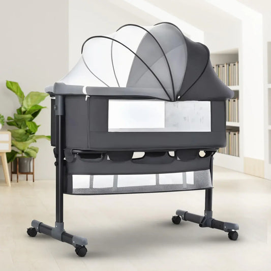 Многофункциональная детская приставная кроватка-качалка с пеленалным столиком