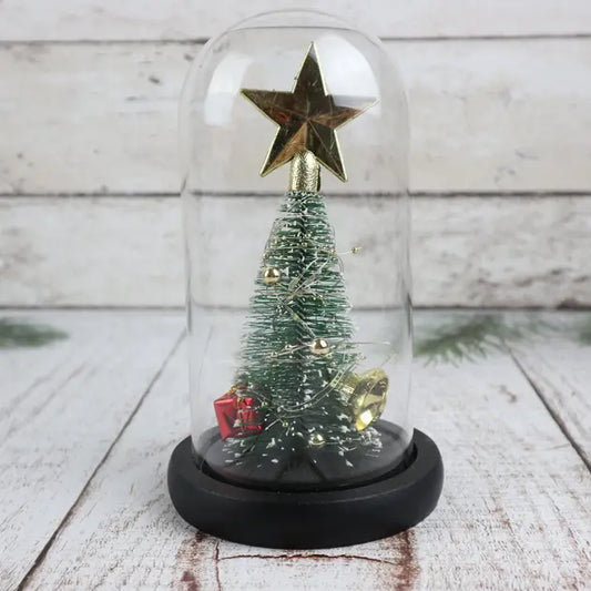 Ночник новогодняя елка в стеклянной колбе gold star