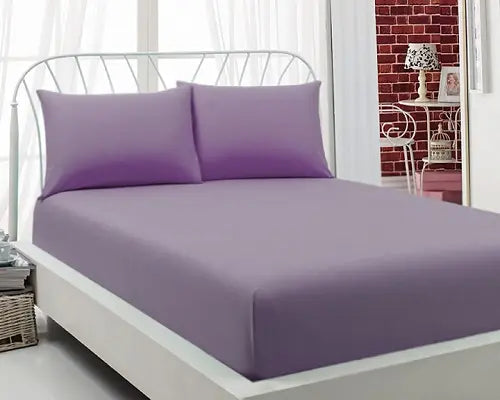 сиреневая Простынь махровая на резинке с наволочками Anisa (220х240+30 см)