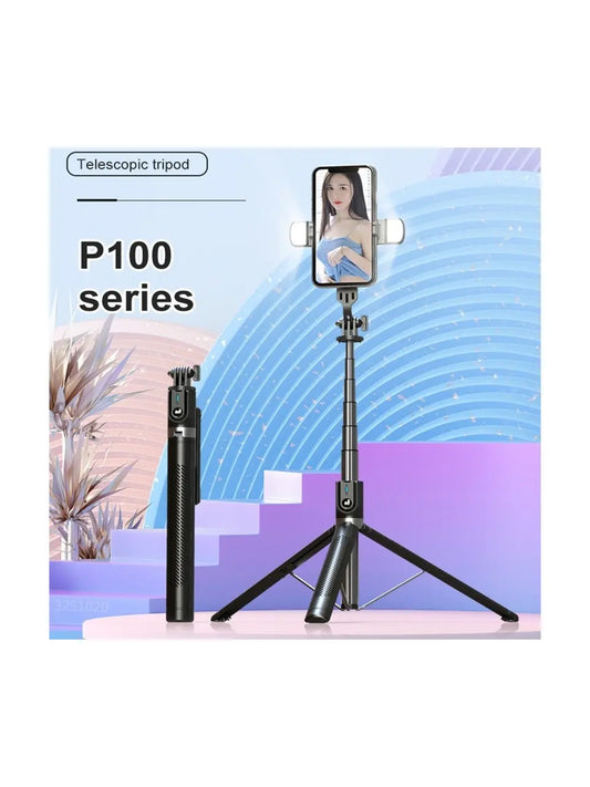 Штатив-трипод для телефона 1.77м с Bluetooth пультом и подсветкой P100 / Селф палка-штатив
