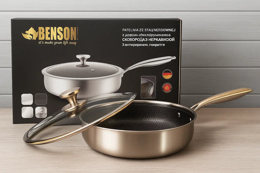Глубокая сковорода из нержавеющей стали 28 см. Benson BN-588