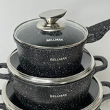 Набор посуды с гранитным антипригарным покрытием BellMax BM-305 из 12 предметов Черный