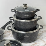 Набор посуды с гранитным антипригарным покрытием BellMax BM-305 из 12 предметов Черный