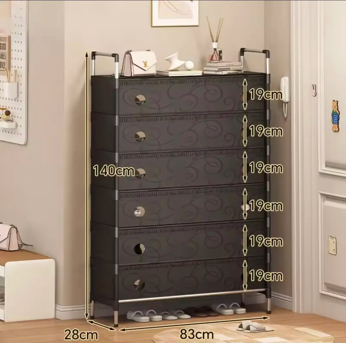 Полка для обуви SKLM-32-LT6205 черная  6 полок