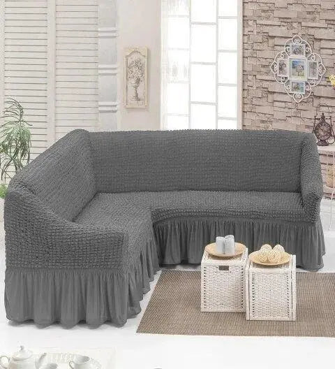 Чехол на угловой диван с оборкой, накидка на диван