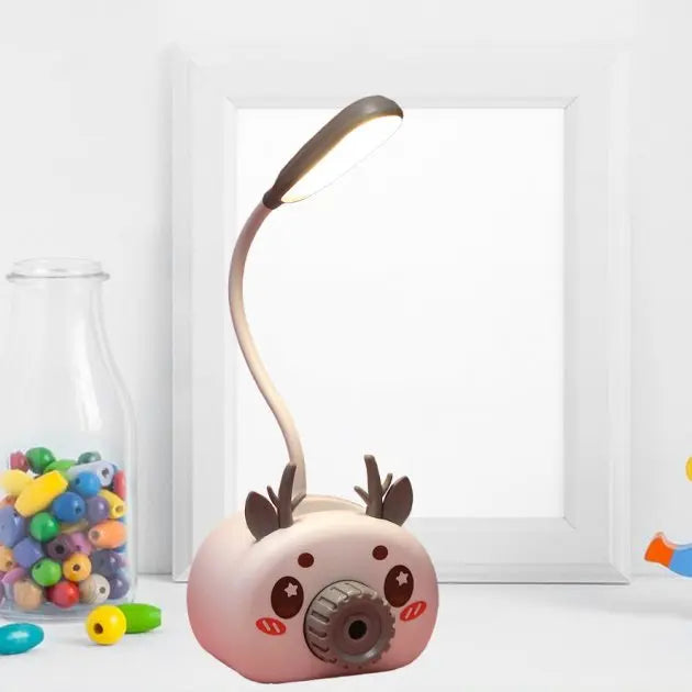 Лампа настольная на гибкой ножке с органайзером для ручек и подставкой телефона Quite Light Deer с точилкой карандашей, питание от USB
