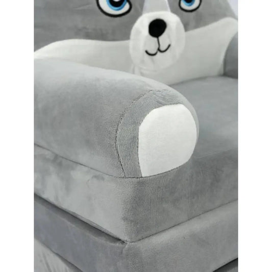 Мягкое детское кресло плюшевое, мягкое кресло-кровать для детей Вовк Серый