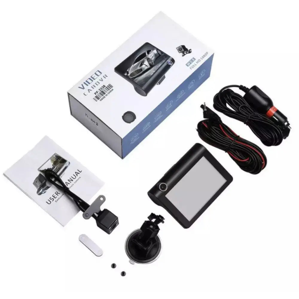 Автомобильный регистратор 1080P FHD ЖК-экран 3 камера заднего вида обзор 170