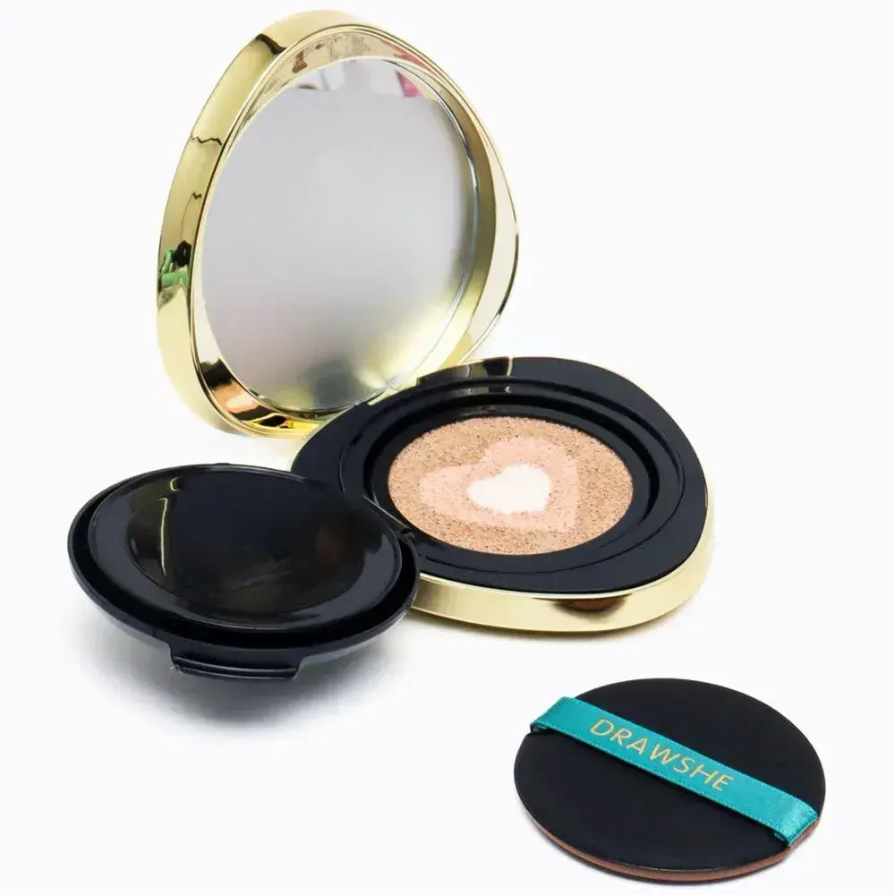 Трехцветный кушон для лица + спонжик 10мл, Drawshe / Увлажняющий тональный крем кушон / Крем пудра кушон