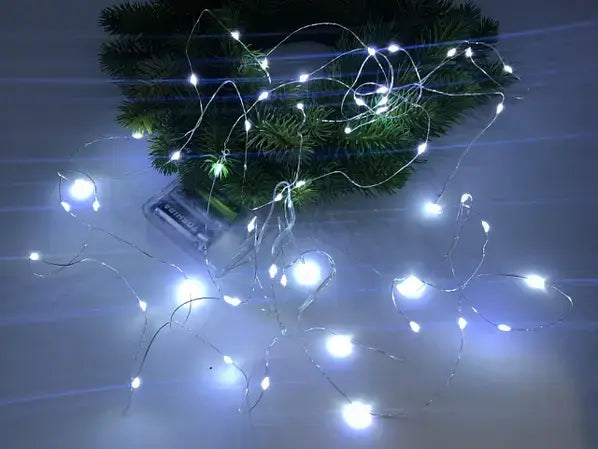 Гирлянда роса нить светодиодная 3 м на батарейках для дома холодный белый