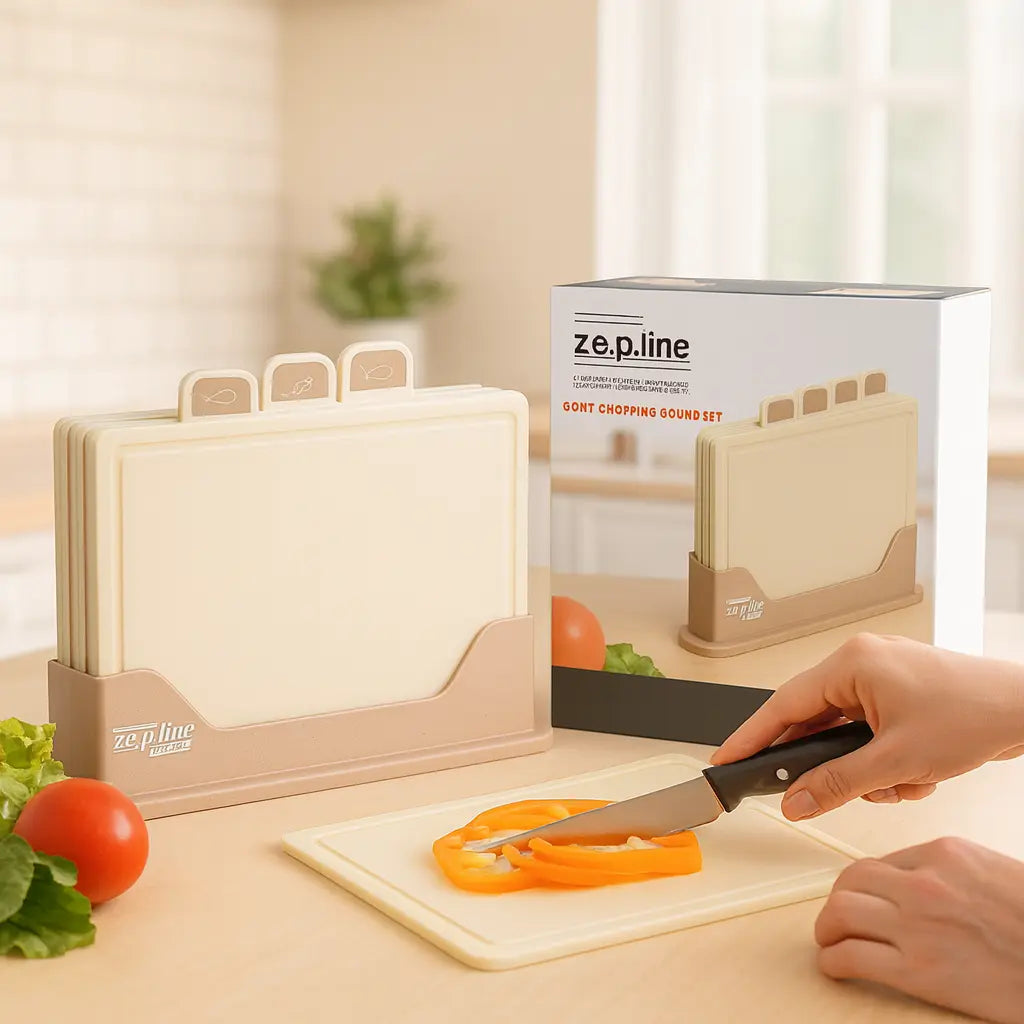 Кухонный набор досок Zepline ZP-00220 5 предметов с подставкой серый