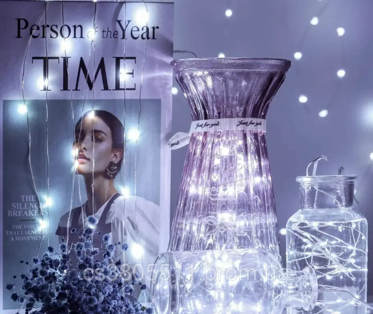 Гирлянда роса нить светодиодная 3 м на батарейках для дома холодный белый