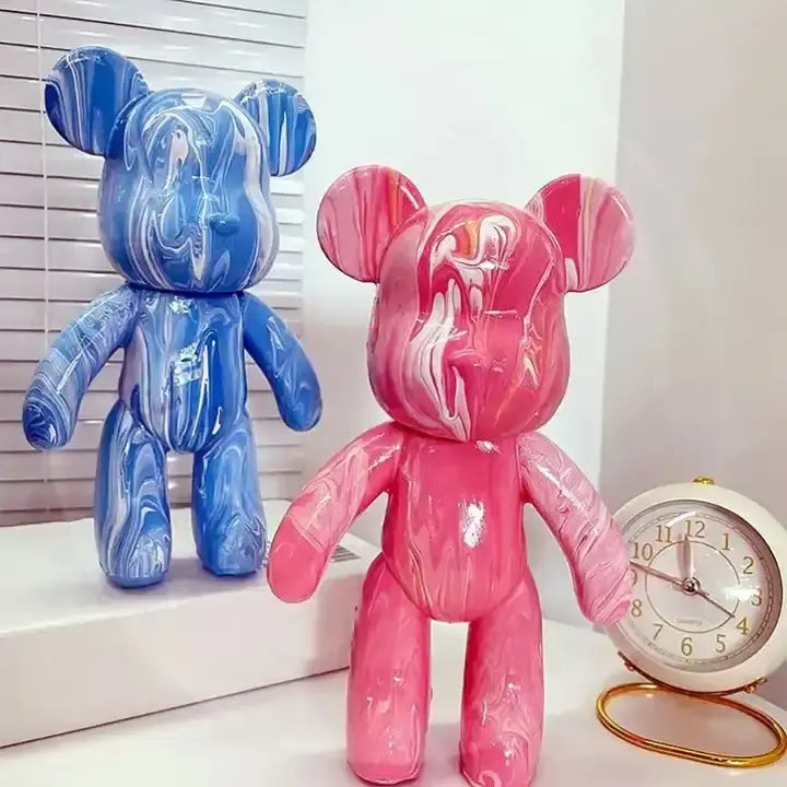 Флюидный мишка DIY Creative Fluid Bear, 23см, с красками 3 шт / Набор раскраска для творчества медвежонок