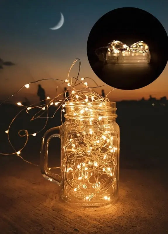 Гирлянда светодиодная нить роса 3м на батарейках 3 шт AAA белый белый цвет Gold