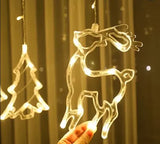 Гирлянда Штора с формами колокольчик, елка, олень 12 PCS light