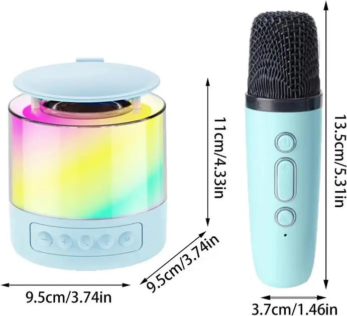 Портативная акустическая колонка K19 с Bluetooth и LED-подсветкой для караоке бирюзовый