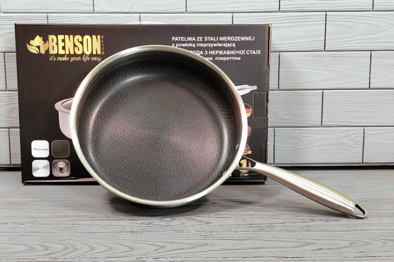 Глубокая сковорода из нержавеющей стали 28 см. Benson BN-588