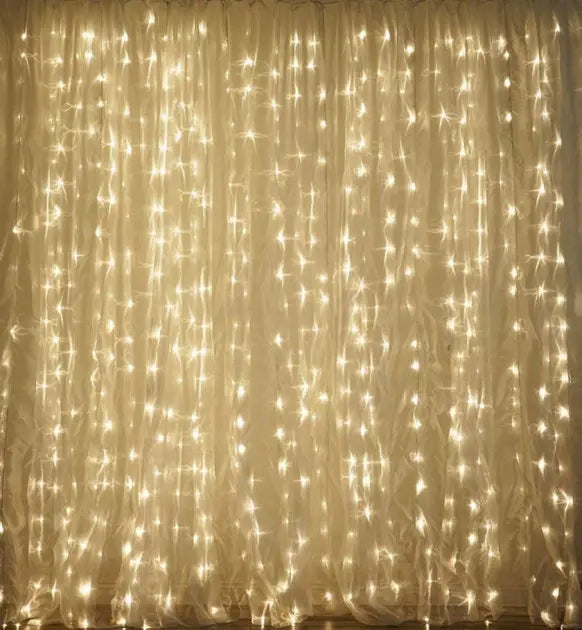 Гирлянда водопад 320 LED 5mm 3м/2м теплый цвет на прозрачном проводе