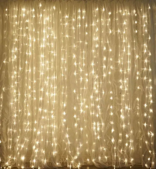 Гирлянда водопад 320 LED 5mm 3м/2м теплый цвет на прозрачном проводе