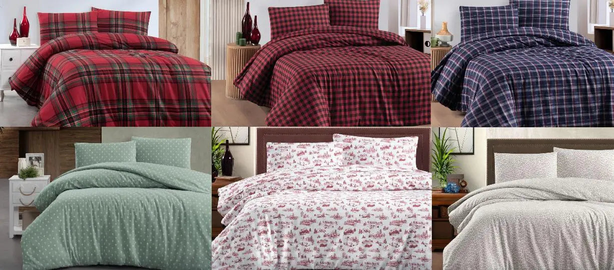 Белый с красным Теплое постельное белье / байковое евро размера фланель 100%-хлопок Турция Cotton Collection