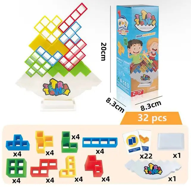 Настольная игра балансирующий тетрис Tetra Tower, Башня 16 блоки