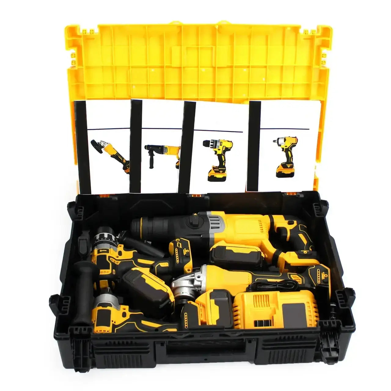 Набор 4 в 1 на аккумуляторах Гайковерт Шуруповерт | Перфоратор | Болгарка