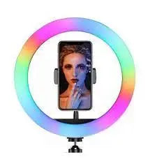 Кольцевая светодиодная лампа RGB 30 см с креплением для телефона