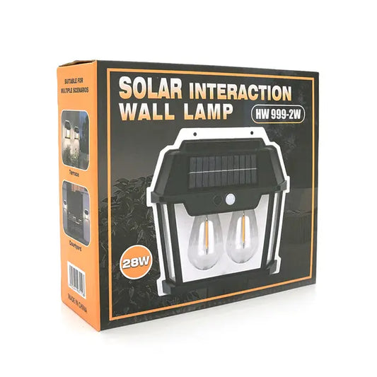 Уличный фонарь YT9992 с солнечной панелью+датчик движения, 2 лампы, встроенный аккум, крепление на стену