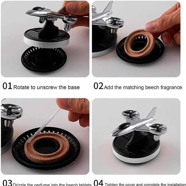 Ароматизатор на солнечных батареях в машину Самолет истребитель с турбинами