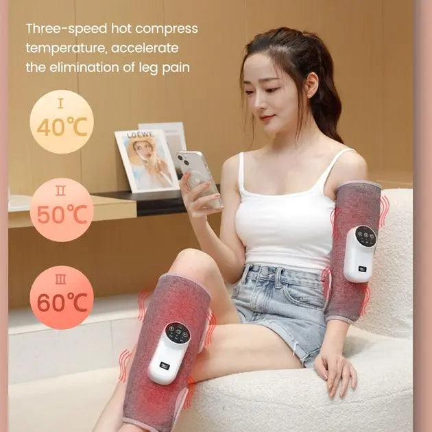 Беспроводной воздушно-компрессионный массажер на ногу с нагревом PORTABLE CALF MASSAGER