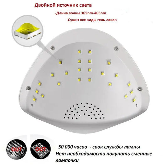 Светодиодная лампа для маникюра SUN 5 48W с дисплеем и сенсором, UV лампа