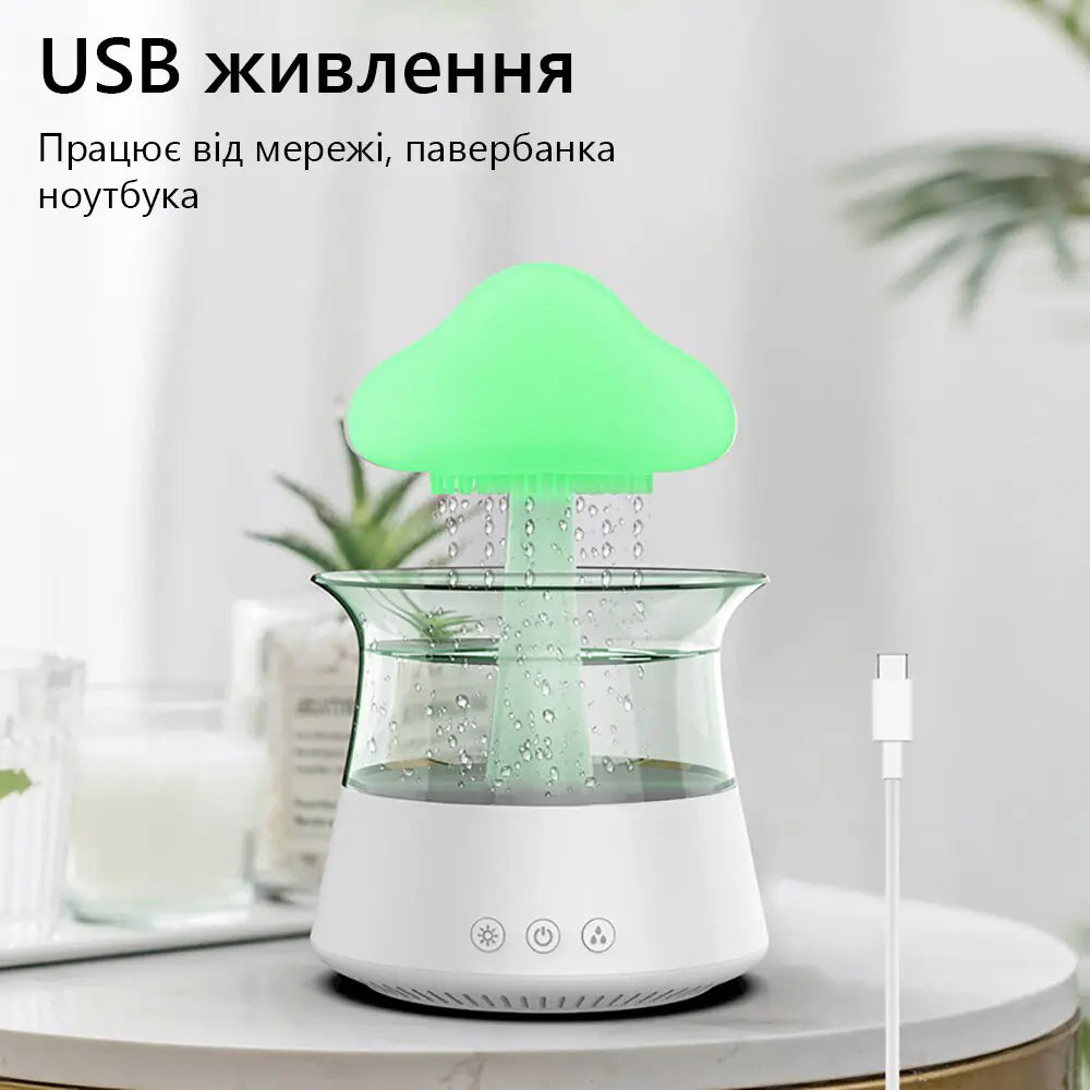 Атмосферный ультразвуковой увлажнитель воздуха гриб Rainfall с эффектом дождя. Ночник увлажнитель воздуха Doctor-101 с подсветкой