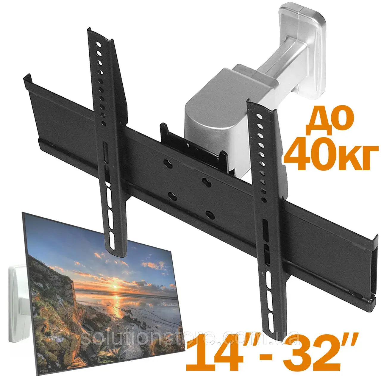 Кронштейн держатель для телевизора ETW-101 диагональю 14-32" / Универсальный настенный держатель до 40кг