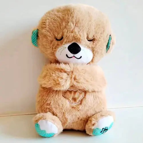 голубая Дыхающая плюшевая игрушка выдра со светом и звуком