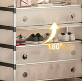 NEW Железная вешалка для одежды + подставка для обуви, 2 в одном, 4 полки  Бежевая