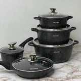 Набор посуды с гранитным антипригарным покрытием BellMax BM-305 из 12 предметов Черный