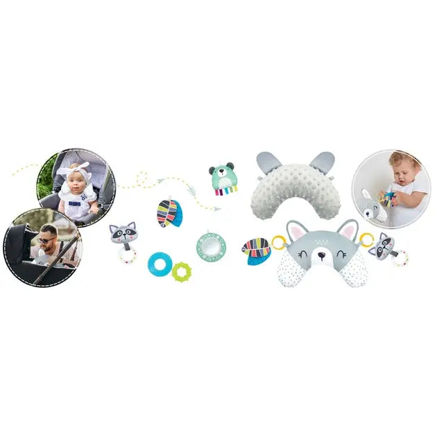 Детский коврик с мягкими бортиками Зайчик, подушкой, развивающий кокон