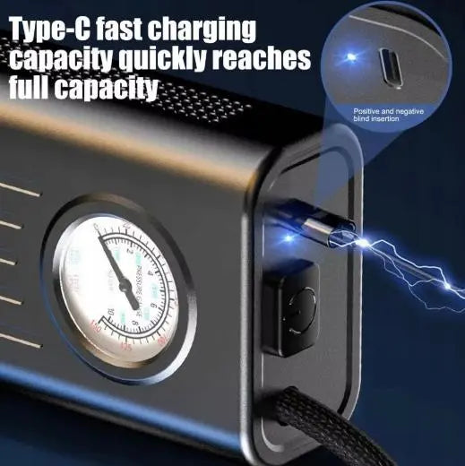 Портативный автомобильный компрессор AND1322, насос от прикуривателя 12V с манометром