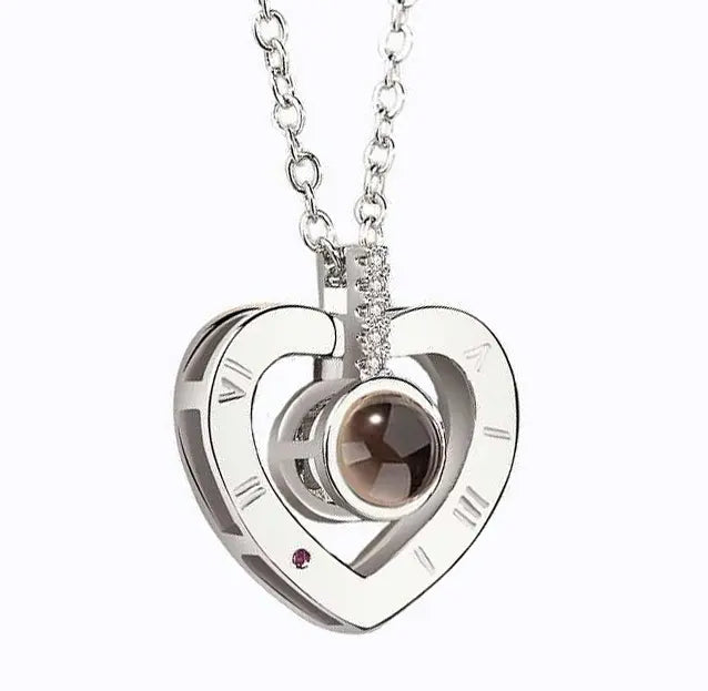 Кулон подвеска с проекцией I love you Я тебя люблю на 100 языках мира в форме сердца