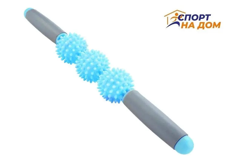 Ролик массажный для йоги массажер для спины валик для фитнеса Massage stick AND 5284  (Шарики 3 шт)