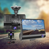 Автомобильный регистратор 1080P FHD ЖК-экран 3 камера заднего вида обзор 170