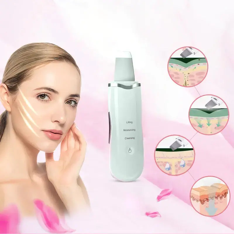 Ультразвуковой скраббер портативный для чистки лица Face Cleaner 8816 / Очиститель поров / Скрабер лифтинг